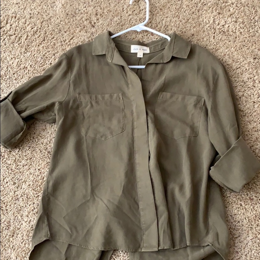 Army green button up